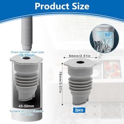2 Stuks Geurstopper Wasmachine Afvoer - Anti-Geur & Ongedierte Afsluiting (45-50mm) — thumbnail 4