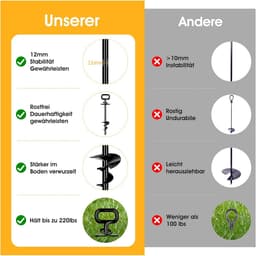 Grondanker voor honden tot 100 kg - Extra stabiel spiraalanker zonder scherpe randen — thumbnail 4