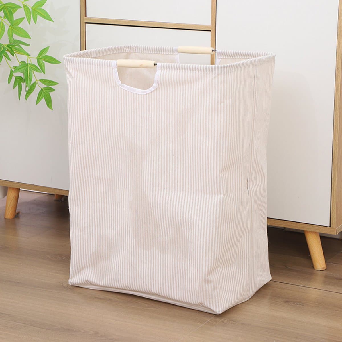 1 x Draagbare, opvouwbare, waterbestendige stoffen opbergmand voor de badkamer (wasmand) — Wit (40 x 27 x 53 cm) — afbeelding 1