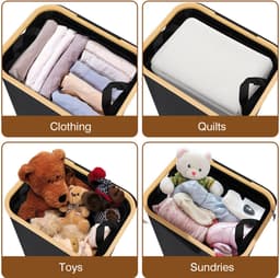 Slanke wasmand met deksel, 100 l, uitneembare voering van gaas, Oxford-stof, opvouwbaar, 44 x 33 x 69 cm, grijs — thumbnail 4