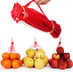 Herbruikbare Netzakken - Nylon Gaas Tassen - Opslag Fruit Groenten - Licht Breek Niet - 20 Inch Lengte - Rood — thumbnail 4