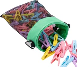 Wasknijperzak Organizer - Klemhouder Opbergzak - Orde in Wasruimte - Machinewasbaar Nylon - 20 x 15 cm - Groen — thumbnail 1