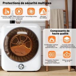 OKWISH Wasdroger – Compact En Stil Drogen – Wandmontage Of Vloerplaatsing – 8 Programma’s – 3 Kg – ABS En Staal – Wit — thumbnail 5