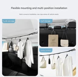 Autowaslijn Ophangsysteem - Reislijn Kledinghanger - Kleding Drogen - Maximale Ruimtebesparing - 87 tot 130 cm - Zwart — thumbnail 3