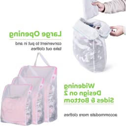 Herbruikbare waszakken set van 3 voor delicate kleding, ondergoed en sweaters - ideaal voor reizen en wasbehandeling (Roze) — thumbnail 2