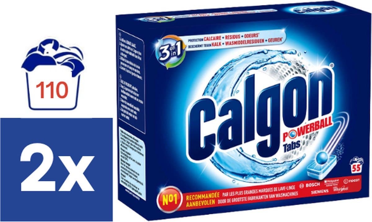 Calgon - 3in1 Powerball wasmiddel - 110 tabs (2 x 55) — afbeelding 1
