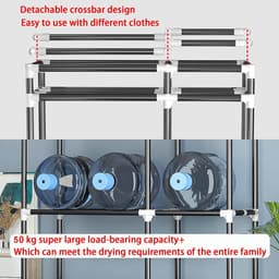 Elektrische Wasdroger - Droogrek Kleding - Kleding Drogen - Opvouwbaar 3-laags - 148x75x50cm - Geel — thumbnail 3