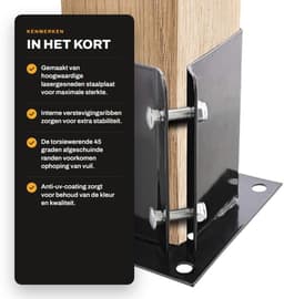 Dailygoods- Paalbeugel Robuust - Bevestigingsbout - Steunvoet - Roestvrij staal - Corrosiebestendig - Geschikt voor kolommen 100-150 mm - Grondpen — thumbnail 5