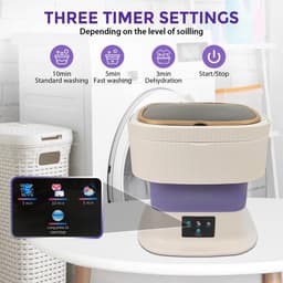 Dailygoods- Mini-wasmachine 15 liter - Draagbare wasmachine - Opvouwbare wasmachine - Centrifuge - Drie reinigingsmodi - Inclusief afvoermand — thumbnail 3