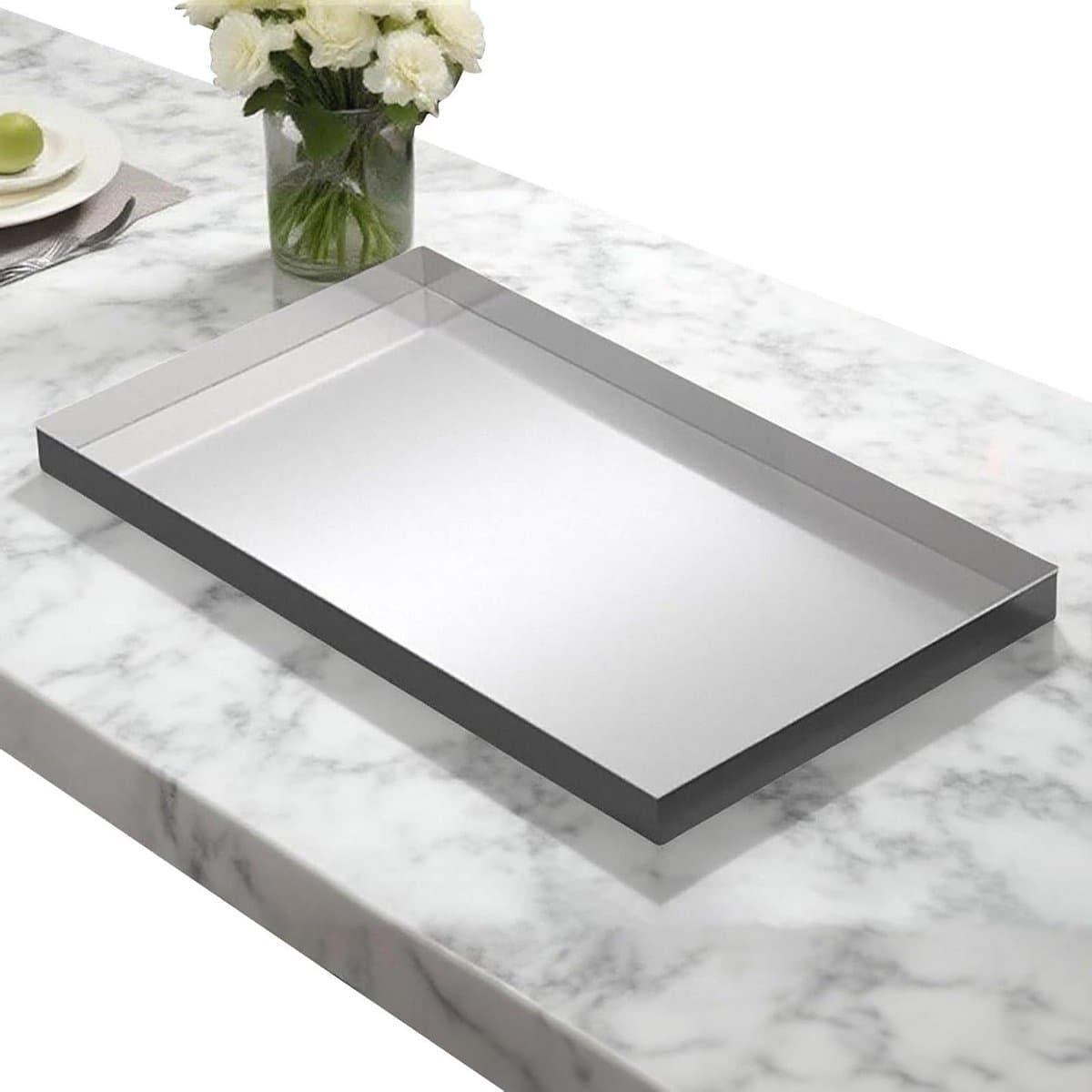 Olie Lekbak - Condensaat Opvangbak - Apparaten Beschermen - Roestvrij Staal - 40x10cm - Zilver — afbeelding 1