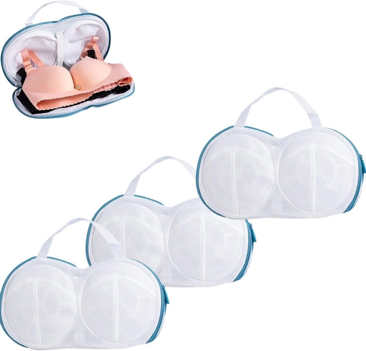 Set van 3 Bh-inserts voor de wasmachine, waszak met verborgen rits, bh-bescherming en waszak voor delicate was — afbeelding 1
