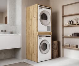Wasmachinekast met Bord - Wastoren Opzetkast - Ruimte Optimaliseren - Uittrekbare Plank - 187x65x66 cm - Eiken Goud — thumbnail 5