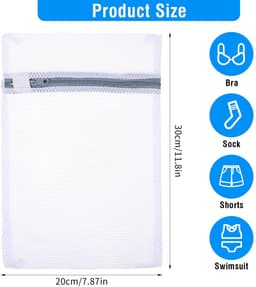 Dailygoods - Waszak - Netwaszakken - Ideaal voor delicate was - 30x20 cm en 40x30 cm - Polyester - Geschikt voor ondergoed en babykleding - 4 stuks — thumbnail 3