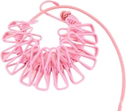 Waslijn met clips - Drogrek draagbaar - Kleding drogen - Intrekbaar ontwerp - 1 meter - Roze — thumbnail 1