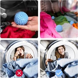 Washing Machine Dryer Ball - 6 Pack Reusable Laundry Balls - Tumble Dryer Clean Soften Clothes - Time Saving Cleaning Accessories - Blue — thumbnail 4