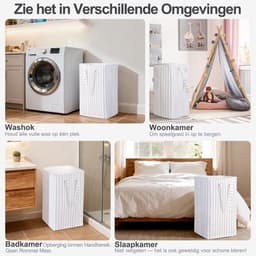 72L Wasmand, Opvouwbare Wasbak, Wasverzamelaar/Sorteerbox met Handvatten voor Kleding, Handdoeken, Speelgoed (Blauw, 40×30×60 cm) — thumbnail 2