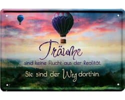 Dromen zijn geen vlucht uit de werkelijkheid 20x30 cm metalen bord 1604