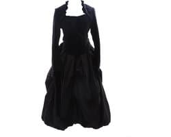 JL-568 Fluweel Zwart Gothic Victorian Lolita Jas Rock Kostuum Set Dress Cosplay (maat M)