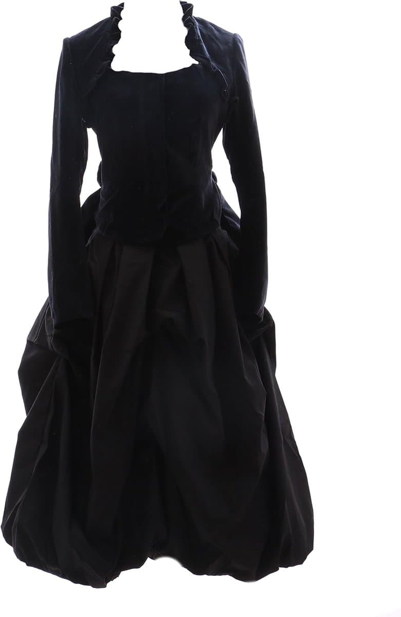 JL-568 Fluweel Zwart Gothic Victorian Lolita Jas Rock Kostuum Set Dress Cosplay (maat M) — afbeelding 1