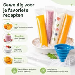 IJslollyzakjes met Trechter - Transparant - 5,5 x 28 cm - Voor Koude en Warme Vulling - Voor Thuis en Feestjes — thumbnail 2