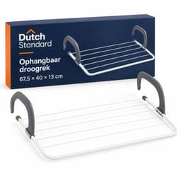 Dutch Standard Ophangbaar Droogrek - 67,5 x 40 x 13 cm - Inklapbaar - Voor Radiator, Deur en Balkon - Wit/Grijs — thumbnail 1