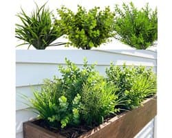 Zoals echt 18 stuks kunstplanten buiten kunstmatige balkonplanten groen kunstgrassen UV-bestendige kunstplanten voor buiten binnen tuin huis decoratie