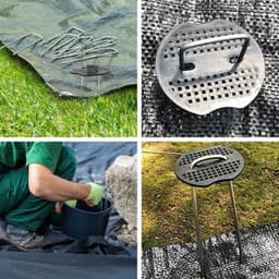 50 grondankers en 50 bufferdisc, roestbestendige stalen U-vormige nagels voor het bevestigen van folie, kunstgras en onkruiddoek, ideale bevestiging voor tuinprojecten en grondbedekking 150 x 40 mm, diameter 2.2 mm — thumbnail 5