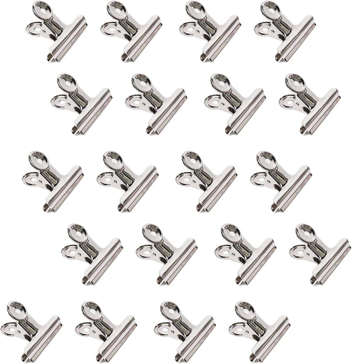 22 mm Bulldog Clips - Sterke Metalen Klemmen voor Documenten, Foto's en Labels - 20 Stuks — afbeelding 1