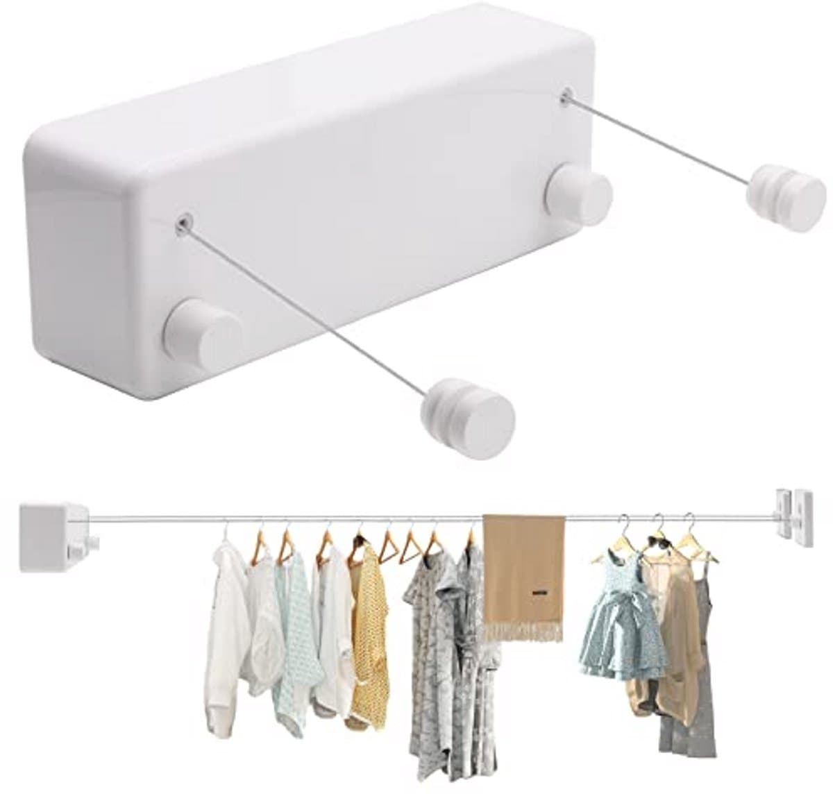Dubbele intrekbare waslijn met wandmontage - Waterdicht en instelbaar tot 4,2 m — afbeelding 1