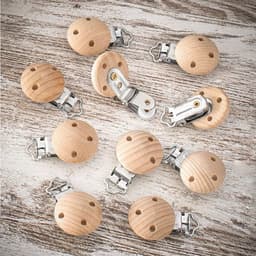 Houten Fopspenen Klemmen - 10 Stuks Met 3 Gaten — thumbnail 2