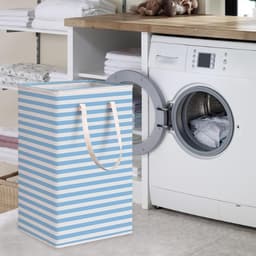 Vrijstaande wasmand - 75 liter - Grote, opvouwbare wasmand - met handvat - blauw - 2-pack — thumbnail 3