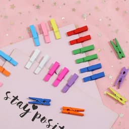 100 Houten Mini Wasknijpers met Jute Touw voor Foto's en Knutselen in Kleur — thumbnail 5
