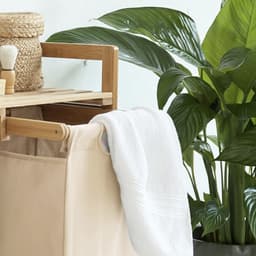LUMALAND bamboe wasmand - 33 x 33 x 73 cm - houtkleurig/beige — thumbnail 4