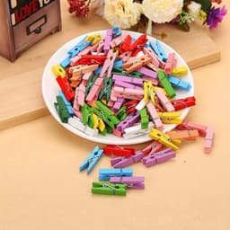 Pack van 200 Houten Klemmen - Kleine Kleurrijke Mini Kleding Klemmen - Houten Klemmen voor Foto's en Foto Wand — thumbnail 5