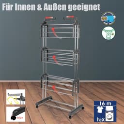Droogrek Toren - Wasdroger Rek - Kleding Drogen - Ruimtebesparend Ontwerp - 50 x 76 x 170 cm - Grijs — thumbnail 2