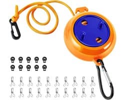 Uittrekbare Waslijn - Draagbaar Droogrek - Reizen en Kamperen - Inclusief Clips - 8 Meter Lang - Oranje