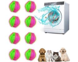 Anti-haren wasmachine, 8-delige set haarvangers voor de wasmachine, herbruikbare haarverwijderaar voor dierenharen, wasbal, anti-haren wasmachinebal voor kleding en beddengoed (rood)