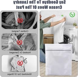Set van 3 Wasnetten voor de Wasmachine - Fijnmazige Polyester Waszakken met Verborgen Rits voor Dekens, Jassen, Gordijnen en Kussenslopen - 50 x 60 cm en 80 x 90 cm — thumbnail 2