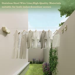 Waslijn Uittrekbaar - Dubbele Lijn - Kleding Drogen - Verstelbare Spanning - 4.2 Meter - Goud — thumbnail 2