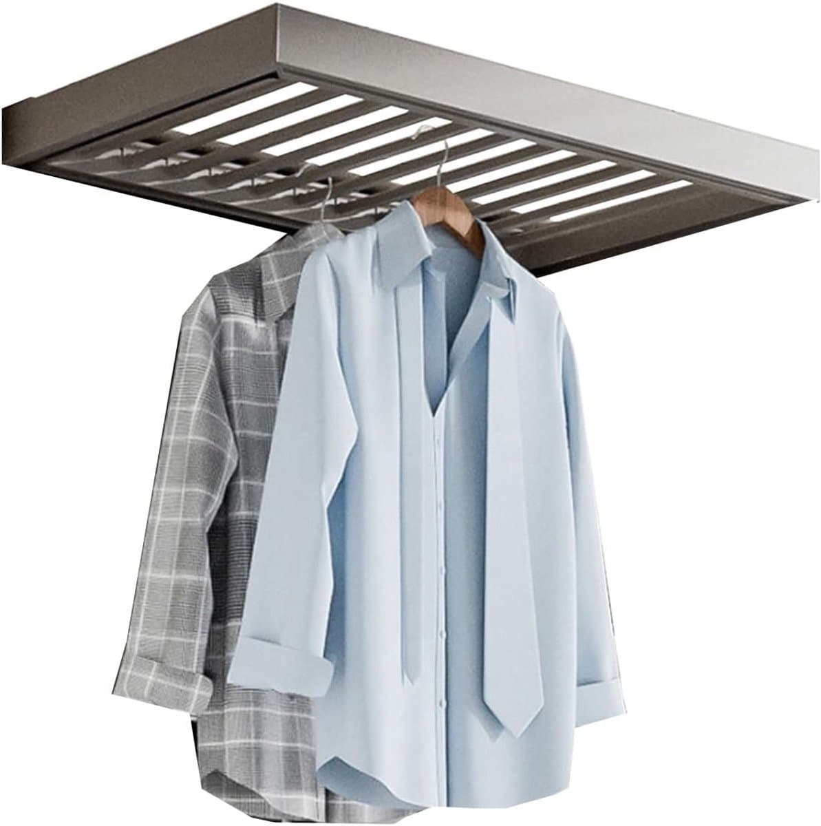 Uittrekbaar Droogrek - Kledingrek Kast - Ruimte Besparen - 30kg Draagvermogen - 860-910mm Breedte - Zilver — afbeelding 1