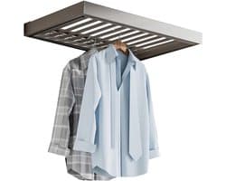 Uittrekbaar Droogrek - Kledingrek Kast - Ruimte Besparen - 30kg Draagvermogen - 860-910mm Breedte - Zilver