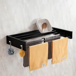 Dailygoods - Opvouwbaar Wanddroogrek van Koolstofstaal en Aluminium - Met 4 Haken voor Binnen en Buiten — thumbnail 5