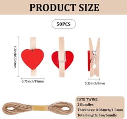 Dailygoods - Houten Wasknijpers - Mini Hart Clips - Schattige Decoratie - Rood - Herbruikbaar - Doe-het-zelf Ambachten - Bruiloft Feest — thumbnail 4