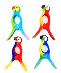 Strandhanddoek Clips - 4x Papegaaienstijl - Grote Haringen - Voor Ligbedden/Ligstoelen - Max. 6,3 cm Opening - Stevig Kunststof - Handdoekclips — thumbnail 2