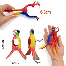 Strandhanddoek Clips - 4x Papegaaienstijl - Grote Haringen - Voor Ligbedden/Ligstoelen - Max. 6,3 cm Opening - Stevig Kunststof - Handdoekclips — thumbnail 5