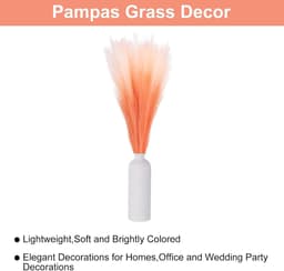 6 stuks vals pampasgras, 45 cm, pluizig pampasgras, decoratief bloemenarrangement voor thuis, bruiloftsdecoraties, oranje kleurverloop — thumbnail 5