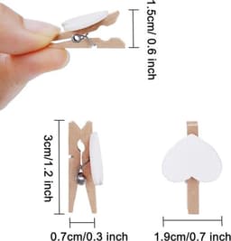 100 Houten Hartvormige Fotoklemmetjes met 30m Touw voor Kaarten, Decoratie en Knutselen — thumbnail 2