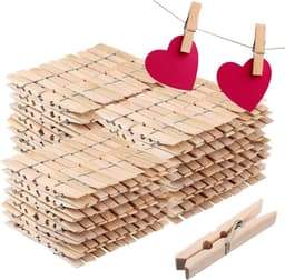 Houten wasknijpers - Kneepjes voor was - Was ophangen - Natuurlijke afwerking - 400 stuks - Natuurlijk hout — thumbnail 1