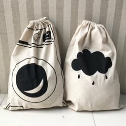 Waszak Wasbaar - 2 Stuks - Canvas Waszakken - Grote Capaciteit - Trekkoord - 60 x 48 cm - Wasgoedzak — thumbnail 1