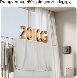 Intrekbare waslijnen - Kleding droogtouw - Buiten drogen - Roestbestendig staal - 48 meter - Grijs — thumbnail 4